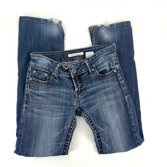 Stetson Women's 4 / 31 Blue Mid-Rise Distressed Hem‎ Bootcut Hollywood Jeans - Picture 4 of 7